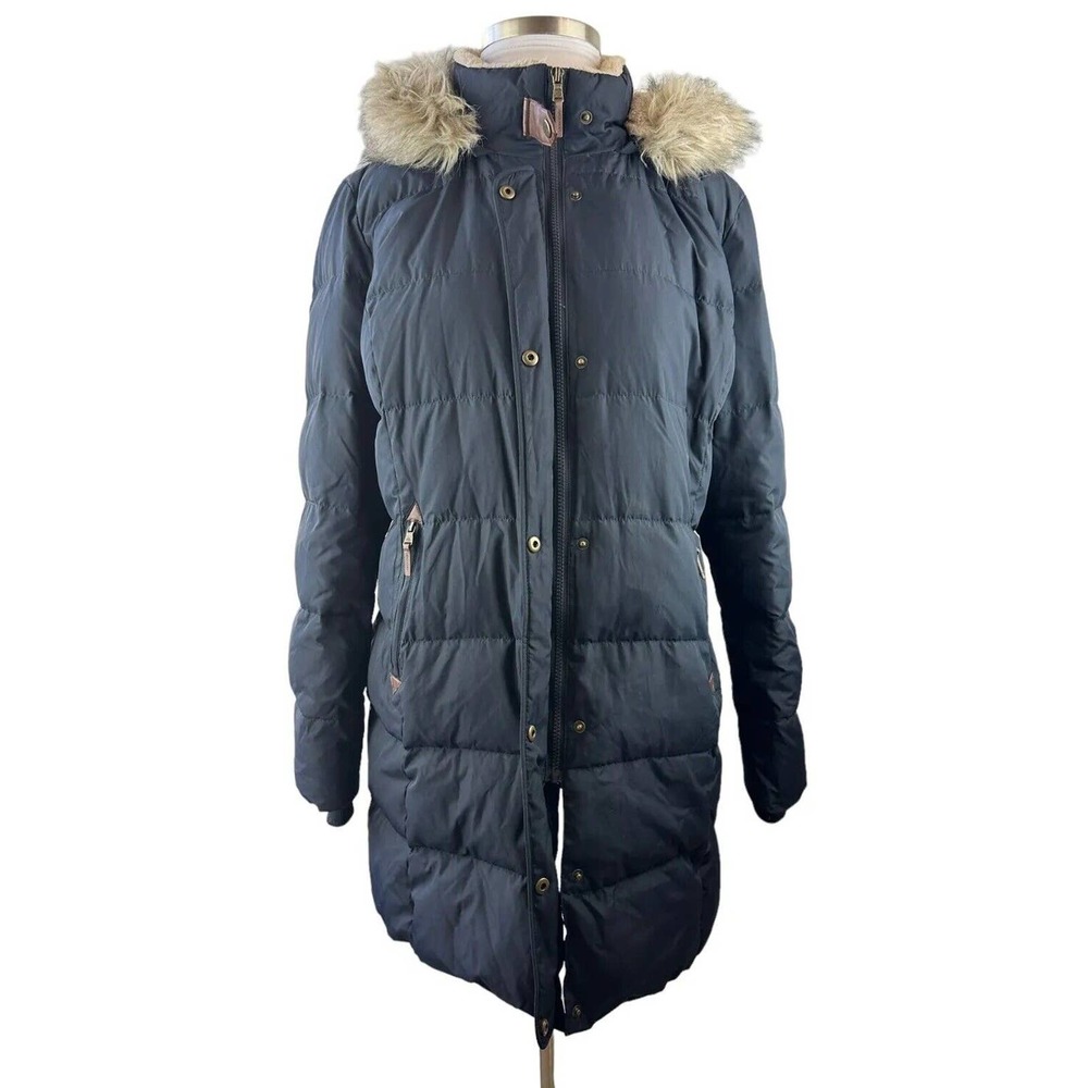 *Flaw Lauren Ralph Lauren Faux Fur Down Coat Black Faux Leather Trim Sherpa XXL - Picture 16 of 16